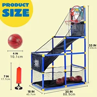 Arcade Basketball Game Set with 4 Balls and Hoop for Kids Old Indoor Outdoor Sport Play Basketball Game Toys Gifts for Toddlers 2