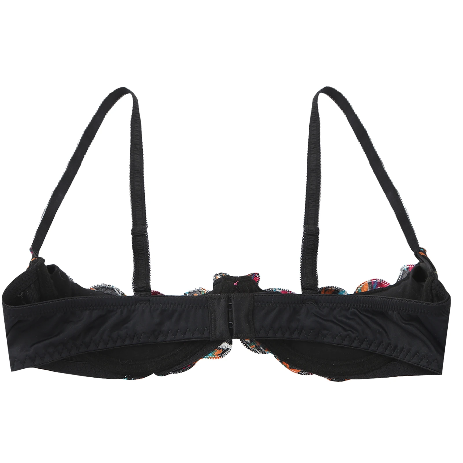 Womens Sexy Floral Lace Bra 1/4 Cup Underwire Bra 2cm Thick Padded Push Up Balconette Brassiere Tops Tempting Bra Lingerie