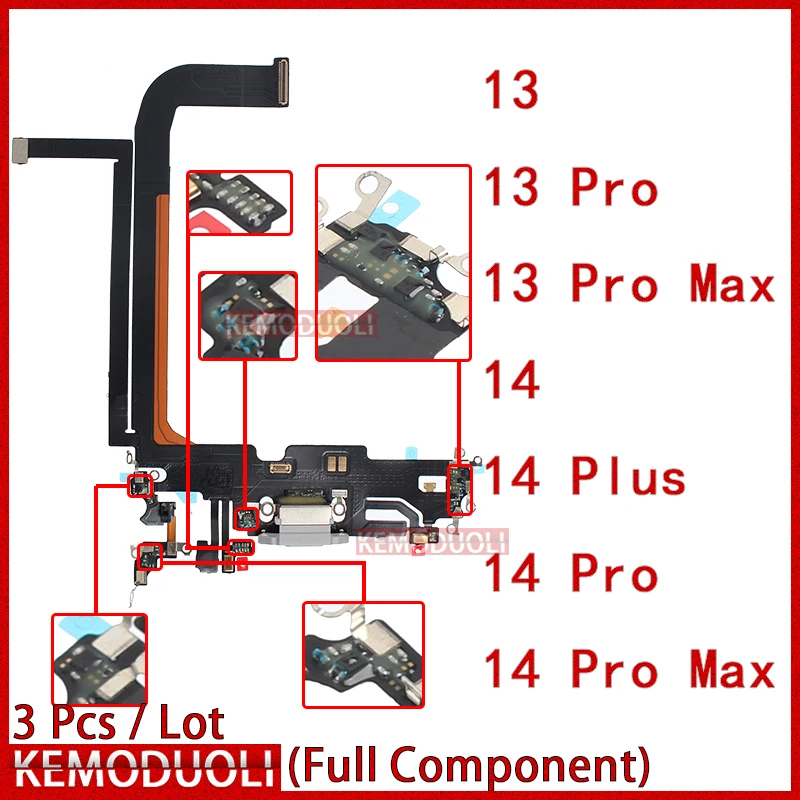 3 шт./партия, USB-разъём для зарядки IPhone 13 14 Pro Max Plus 13PM 14 P 14PM
