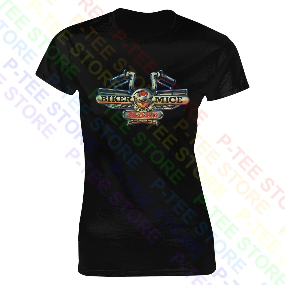 Cartoon Biker Mouse Da Mars V1 Rimfire Serial Tv Logo T-Shirt Donna Lady Shirt Cute Vintage Female Tee