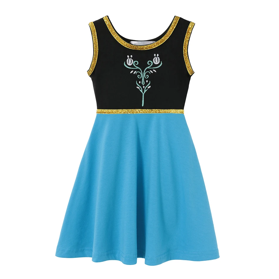 thumbnail image 1 of Disney-vestido de Frozen para niña, disfraz de Rapunzel, sirena, Ariel, Cenicienta, Princesa, ropa informal de verano, 1 of 5