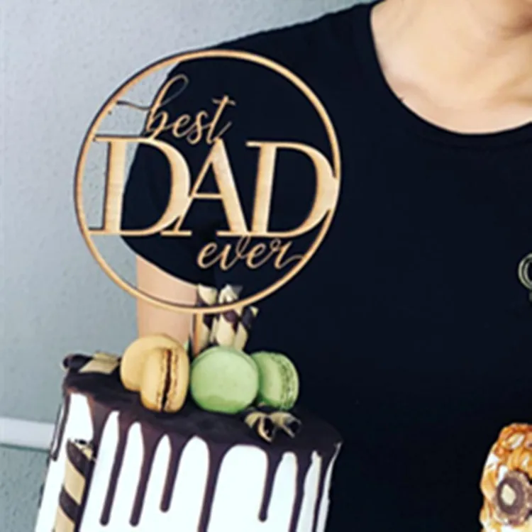 Décoration de gâteau de fête d'anniversaire de père, arc de papa, or,  acrylique, joyeux anniversaire, cadeau de papa, décoration de dessert,  nouveau - AliExpress