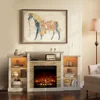 Fireplace TV Stand with LED Lights and Power Outlets, TV Console for 32" 43" 50" 55" 65", Entertainment Center with Ad 4
