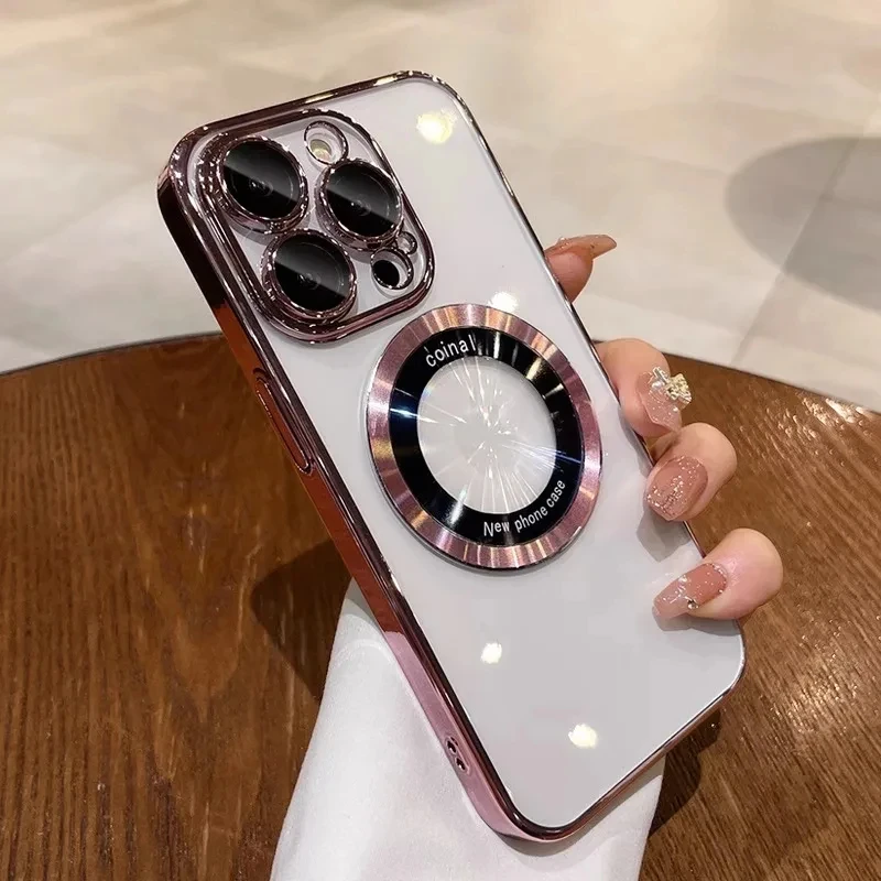 thumbnail image 1 of Fashion For Magsafe Cases For iPhone 15 14 13 12 11 Pro Max Plus Magnetic Case Plating Clear Soft Silicone Wireless Charge Cover, 1 of 5
