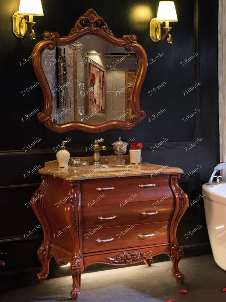 ~Y Bathroom New Arc European Bathroom Cabinet Antique Cabinet Oak Washbasin Combination Wash Basin Washstand