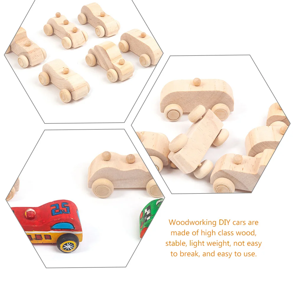 Lot 8 Voitures En Bois à Peindre - Jouet DIY Pour Enfants - Développement Créativité