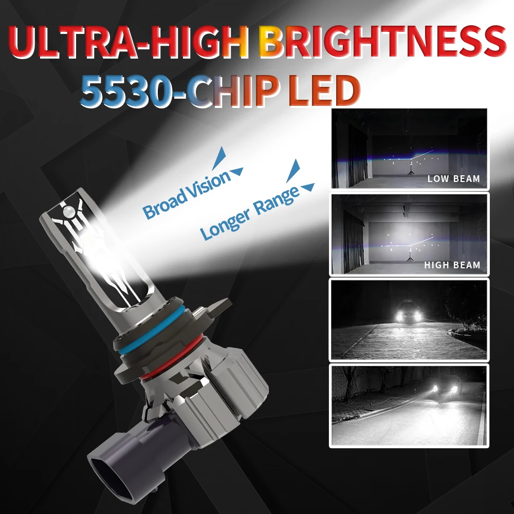 2PCS HIR2 9012 LED 헤드라이트 자동차 전구 6000K 화이트 고출력 12V 55W 캔버스 오류 없는 다이오드 램프 토요타 아우리스 2012-2018용