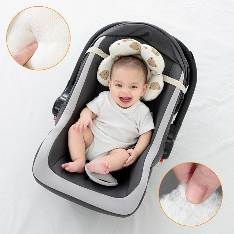 Soft and Breathable Baby Car Headrest Cartoon Travel Pillow for Newborns