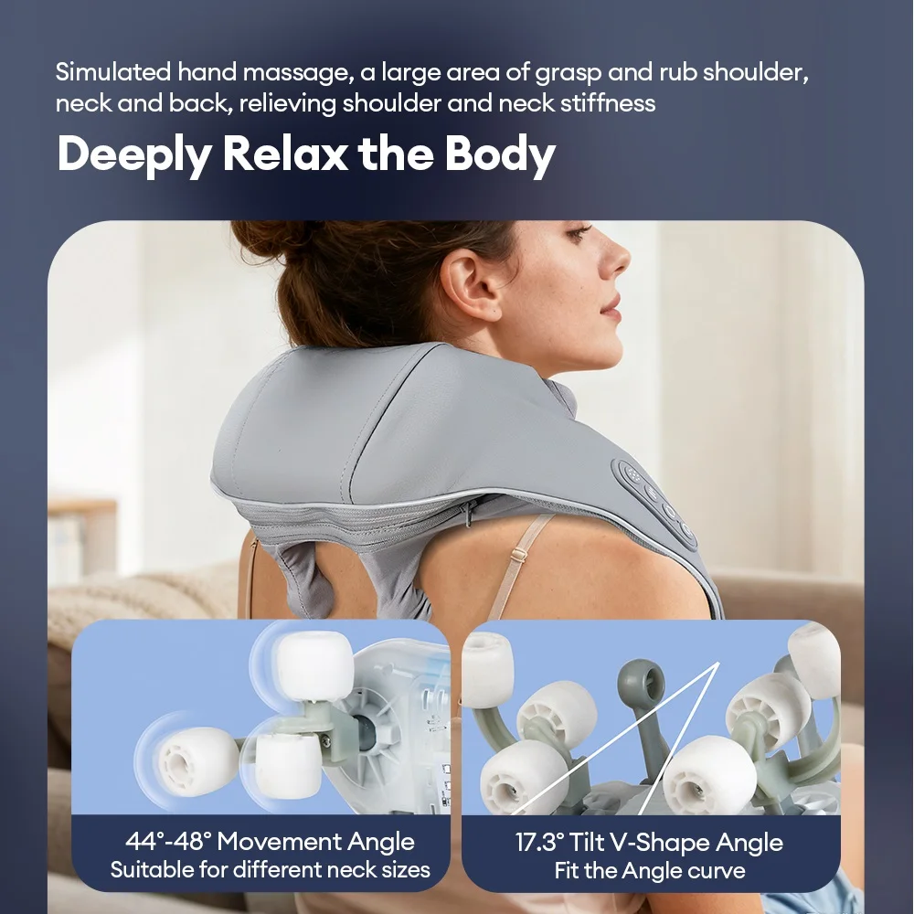 8-Head Neck Shoulder Wireless Massager Back Waist Trapezius Neck Shoulder Kneading Artifact Massage Shawl Cervical masajeador