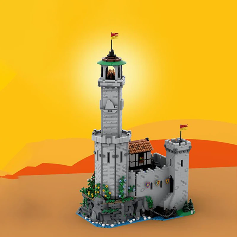 

3398PCS MOC Building blocks Lion Knight's Castle Fortified Lighthouse shield Retro Medieval Street DIY child Toy holiday Gift