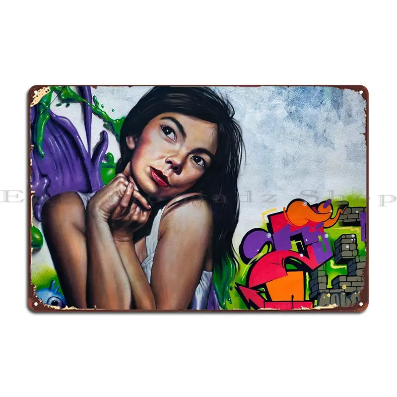 

Girl Graffiti Metal Signs Plaques Design Design Kitchen Bar Cave Tin Sign Poster