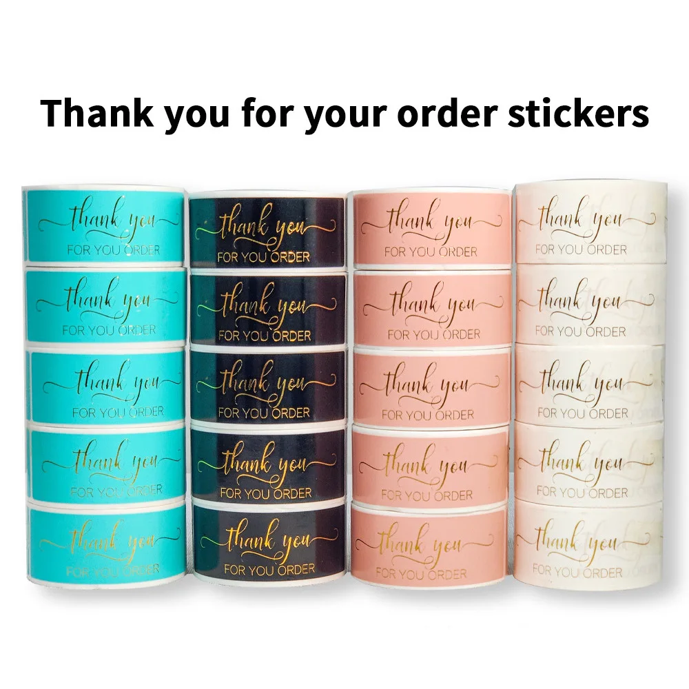 

"Thank You For Your Order"Sticker For Pack Sealing Labels Sticker Black Pink Turquoise Transparent Gold Stationery Stickers Roll
