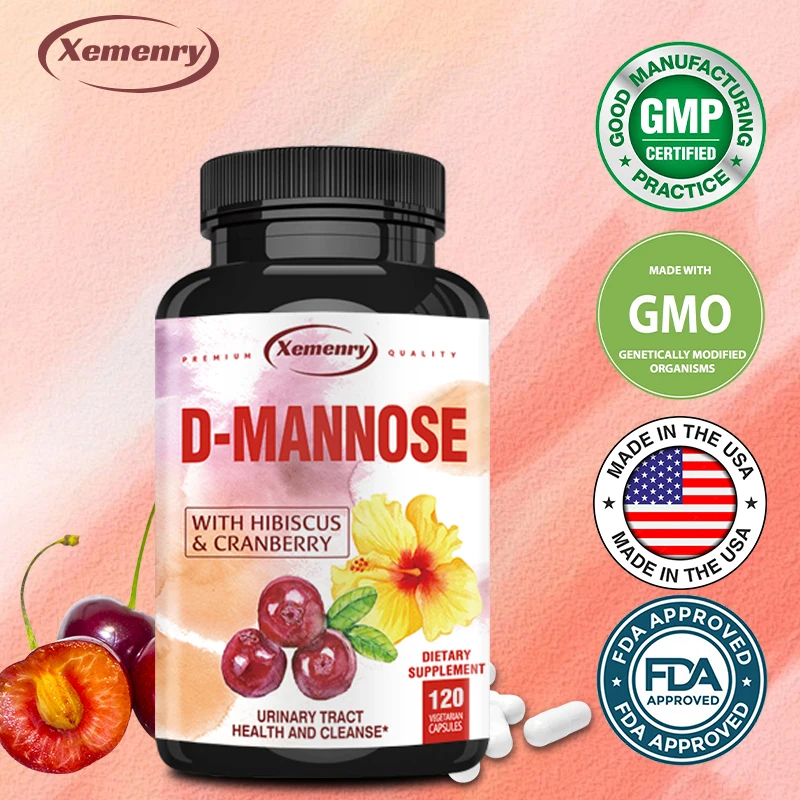 

Mannose Capsules Urinary Tract Health Formula Organic Cranberry Fruit Powder and Hibiscus Healthy Bladder, Rapid Detoxification