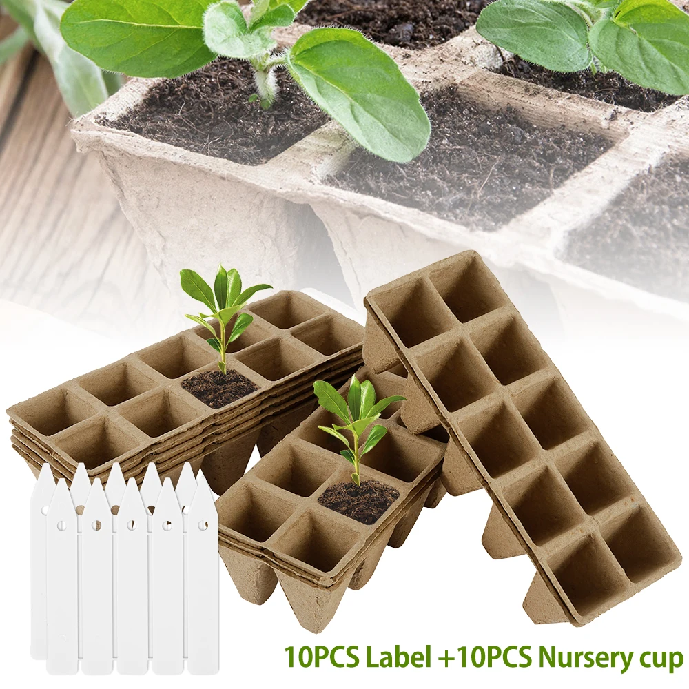 10Pcs 10 Grids Peat Pots Seed Starter Peat Pots Biodegradable Sprouting Seedling Trays For Indoor And Outdoor Plants Gardening seed starter tray seedling tray