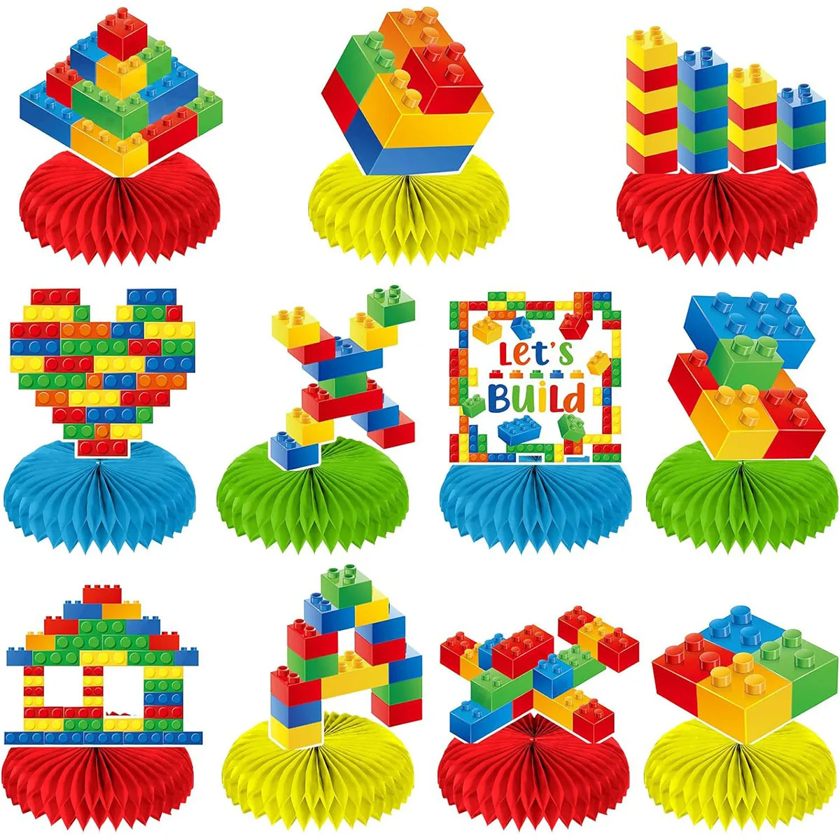 Mode Kreative Legoing Baustein Waben Desktop Decor Kinder Baby Dusche Geburtstag Party Tisch Topper Decor Supplie