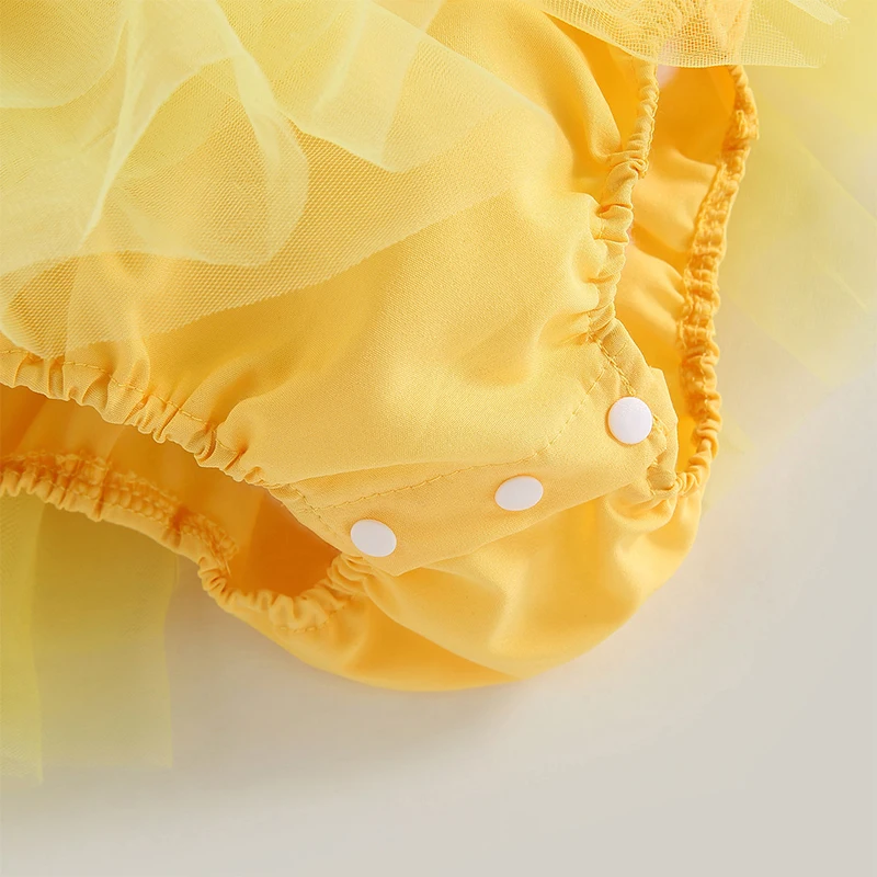 2023-03-01 Lioraitiin 0-24M Baby Girl Bodysuit Summer Ruffle Sleeveless Patchwork Dress Party Tops Headband Outfit 5