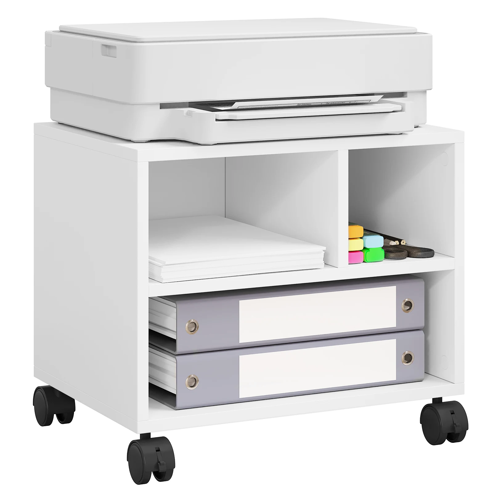 WOLTU – support d'imprimante Mobile, unité de stockage de fichiers avec 3 compartiments ouverts, chariot amovible 40x30x35cm pour bureau et étude