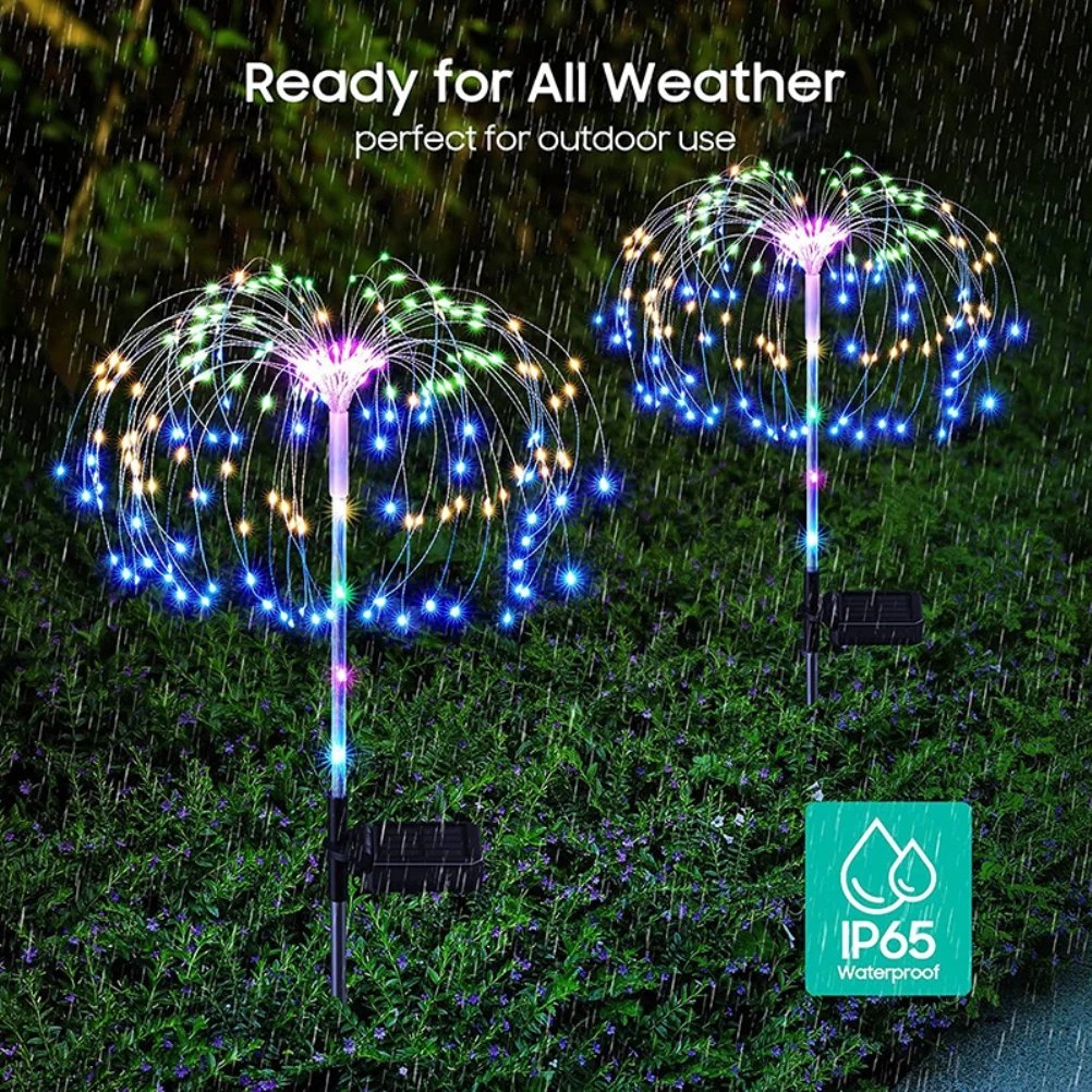 

4Pcs Solar Garden Lights DIY Solar Firework Lights IP65 Waterproof LED String Light for Outdoor Garden Patio Yard Pathway Party