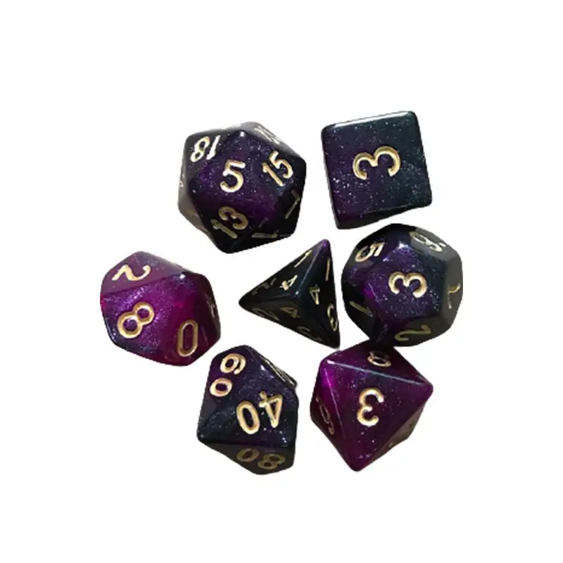 7pcs/set Polyhedral 7-Die Carved Pattern Dice Set D4 D6 D8 D10 D12 D20 Dice Game Party Tabletop Role Halloween Game Props images - 6