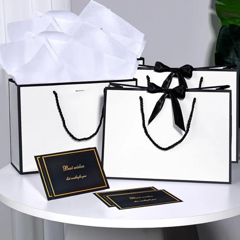 1-100PCS Handheld White Card Paper Bag Gift Handheld Packaging Simple Bag Shopping Paper Wedding Party Gift Packaging organza gift bags,party gift bags