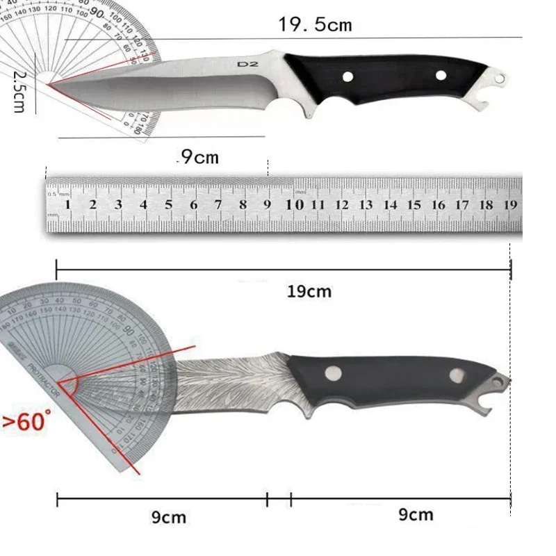Meat Cleaver Fish Knife D2 Stainless Steel Kitchen Chef Utility Knife Portable Butcher Fruit Cutlery with Cover