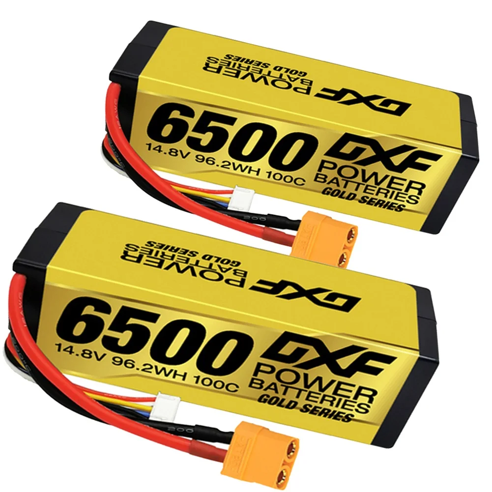 

DXF 6500mAh Lipo 4S 14.8V XT90 Battery 100C Gold Version Racing Series HardCase for RC Car Truck Evader BX Truggy 1/8 Buggy