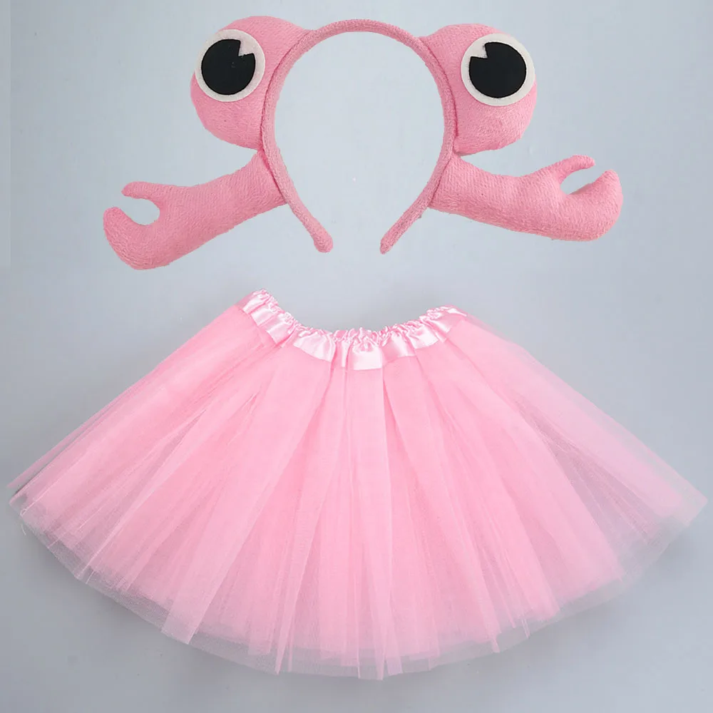 Cartoon Kids Children Animal Fish Crab Headband Tutu Skirt Tie Tail Party Gift Birthday Halloween Costume Cosplay animal cosplay costume