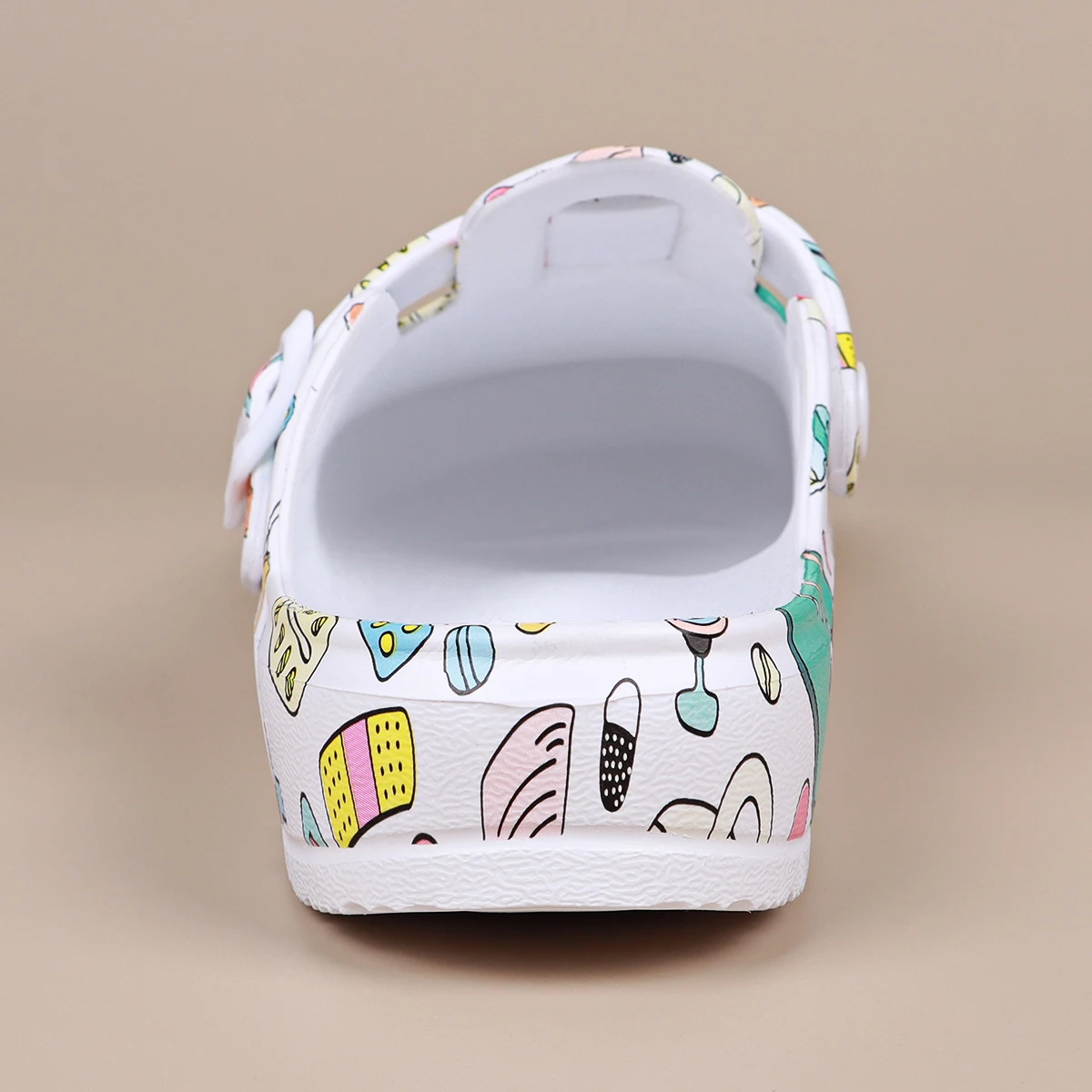 Women's Printed Indoor Sllippers Mule Clogs EVA Anti-slip Work Shoes Flat Soft Sole Adjustable Buckle Closed Toe House Slippers