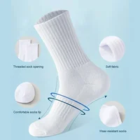 5 paires de chaussettes blanches en coton pour hommes, nouveau Style, douces et respirantes, longues, de sport, d'été et d'hiver, grande taille 3