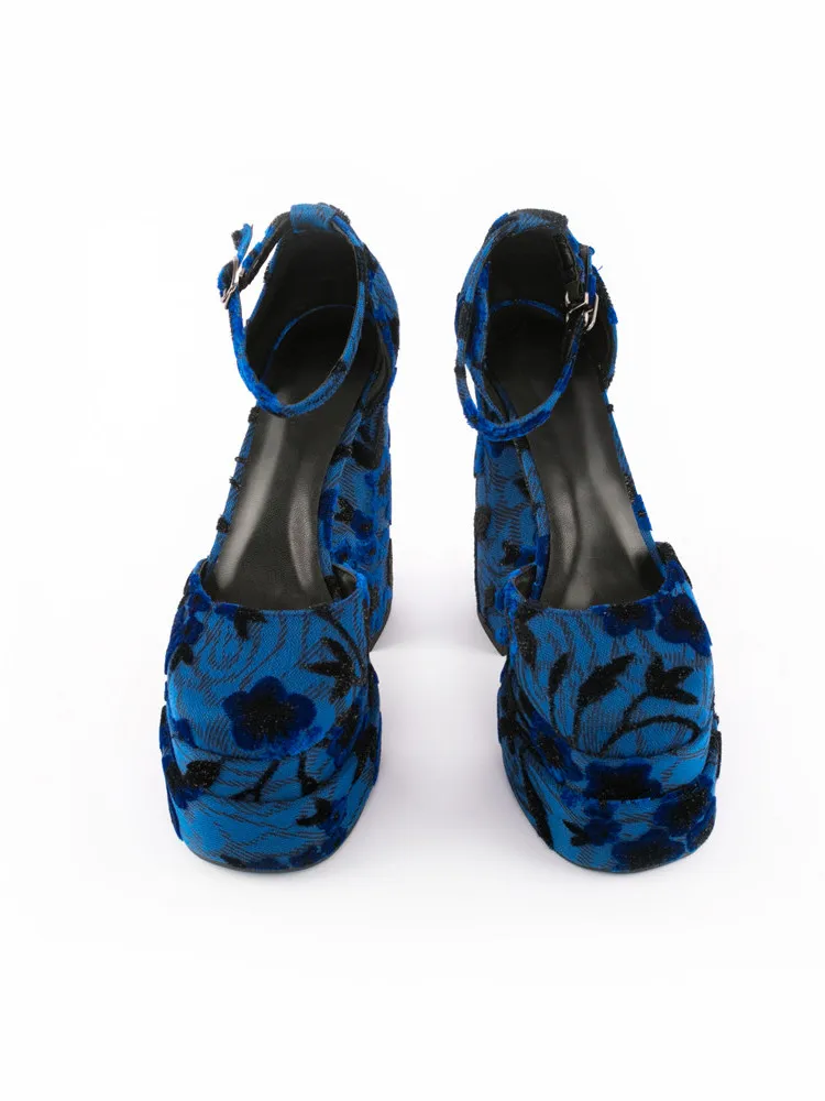 Summer platform wedge new luxury chunky heel pattern mixed color buckle women's sandals mixed color summer fashion shoes