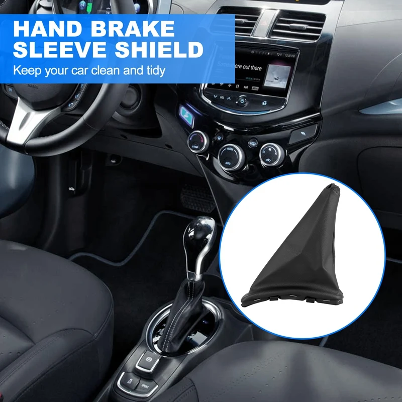 Handbrake Gaiter Cover Hand Brake Boot Black PU Leather For Chevrolet Spark 2011- hand brake cover