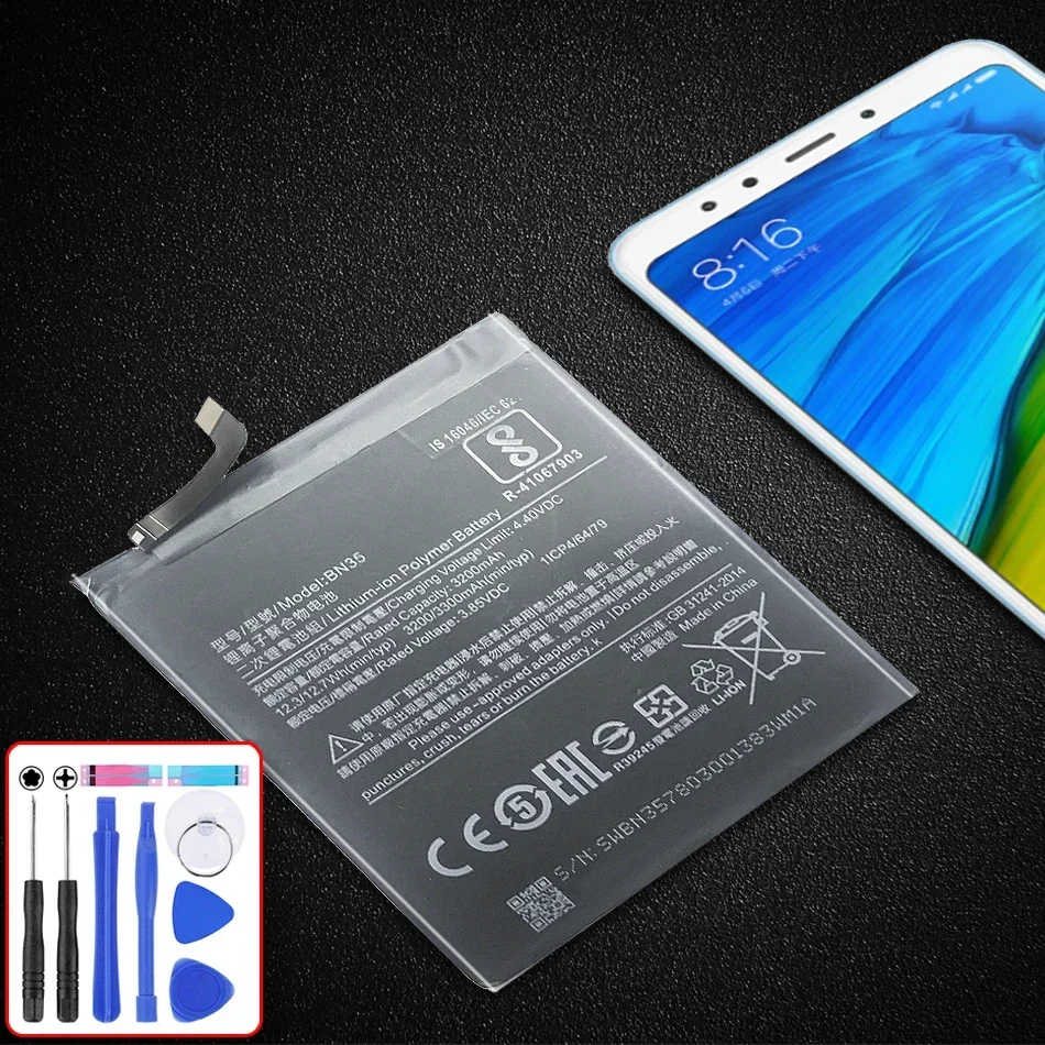 

Аккумулятор для телефона BN35 для Xiaomi Redmi 5 Redmi5 Red Mi5, высококачественные сменные батареи для телефона 3300 мАч