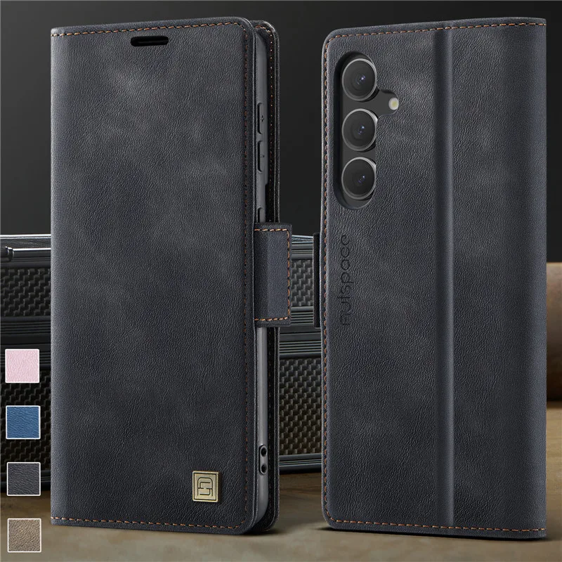 Magnetic Wireless Charging Leather Wallet Card Phone Case with Flip Stand Cover