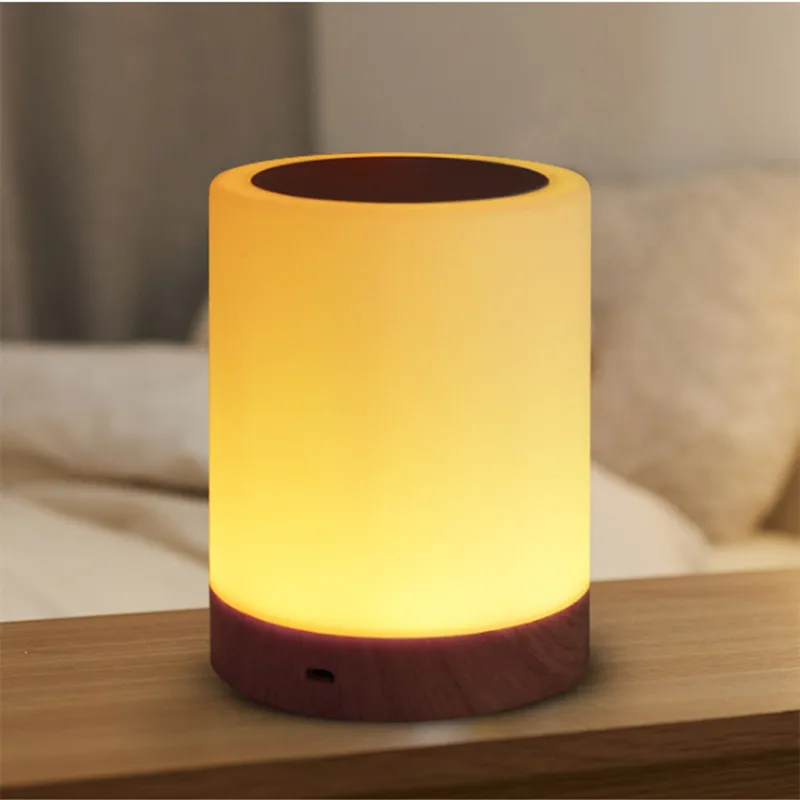 

Creative USB Rechargeable Touching Control Bedside Light Dimmable Table Lamp Warm White&RGB Night Light for Living Room Bedrooms