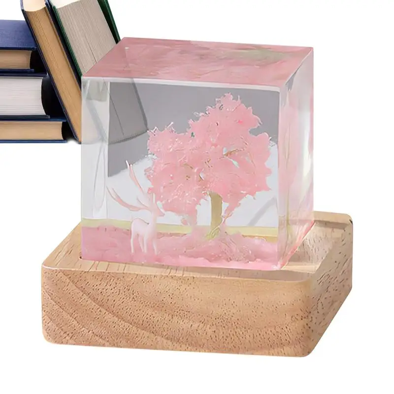 

Настольные ночники с питанием от USB, лампа из смолы в виде цветущей вишни, атмосферная лампа для детской, спальни, гостиной, компьютерного стола