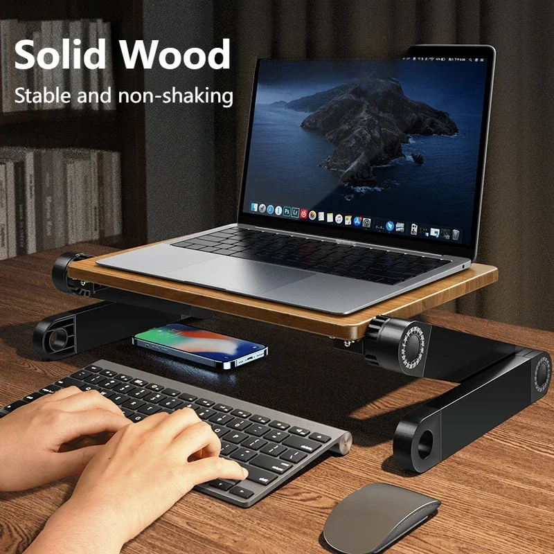 Oatsbasf-madeira Maciça Macbook Laptop Stand Ângulo de Altura Ajustável Suporte do Projetor Portátil Suporte de Mesa Vertical - Imagem 3