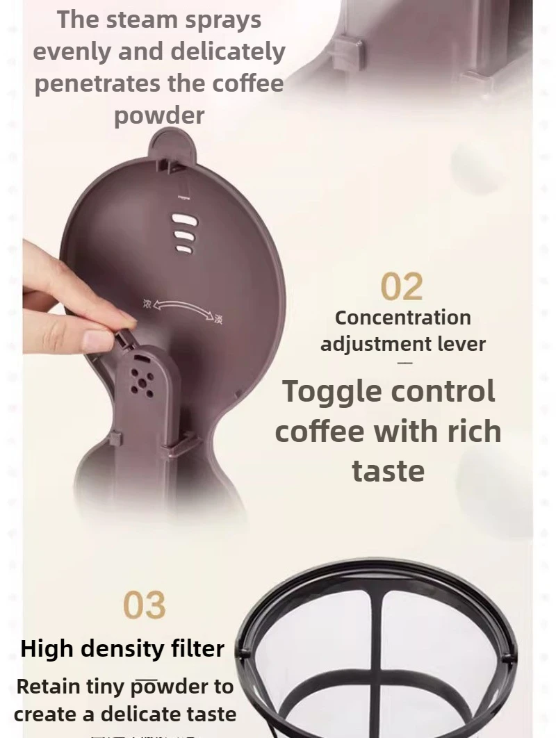 220V Household Drip Coffee Machine Fully Automatic Mini Small Tea Brewing Tea Brewing Dual-purpose Coffee Machine Easy To Clean