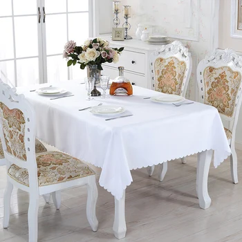 150x210CM rettangolo tavolo da pranzo Decor tovaglia bianca decorazione per feste tovaglia per eventi di nozze di compleanno dell'hotel 1