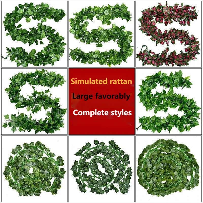 Simulato Parthenocissus Gargoyle Decorativo Rattan Falso Fiore Rattan Tubo Avvolgimento Pianta Verde Soffitto Foglie Plastica Uva
