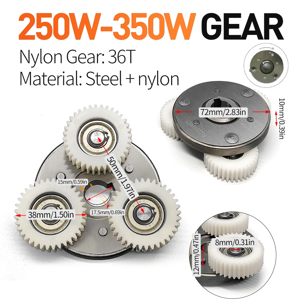 Enhanced E-Bike Planetary Gear Bearing Hub Clutch Kit, 36T Nylon 608 Ball Bearing