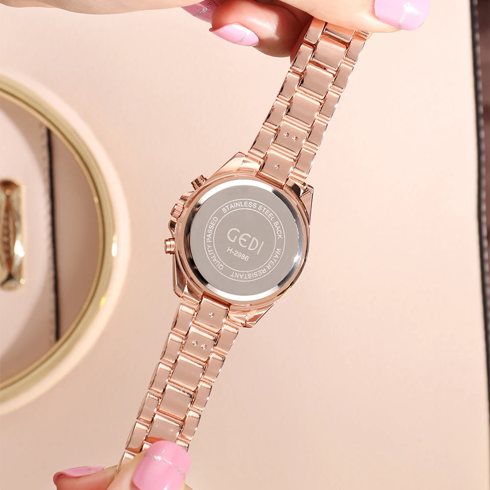 Fashion Rose Gold Watch for Women Stainless Steel Bracelet Date Water Resistance Luxury Ladies Quartz Wristwatches