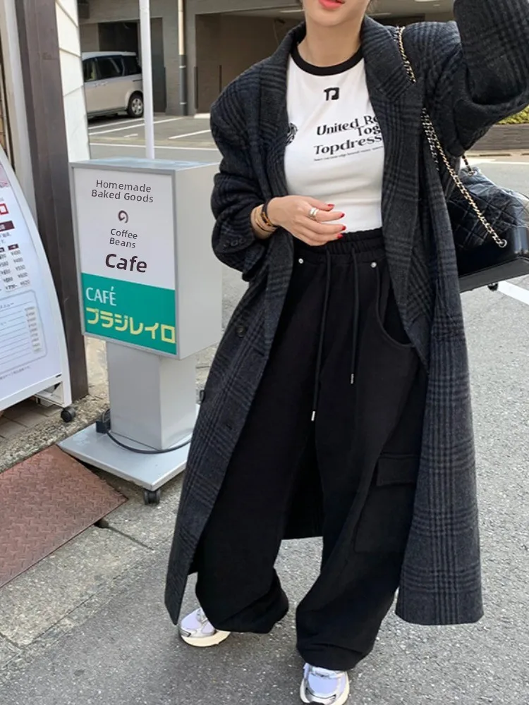 High Waist Wide Leg Casual Sports Pants Elastic Waist Straight Leg Women's Slow Sweatpants Trendy Dongda Gate INS