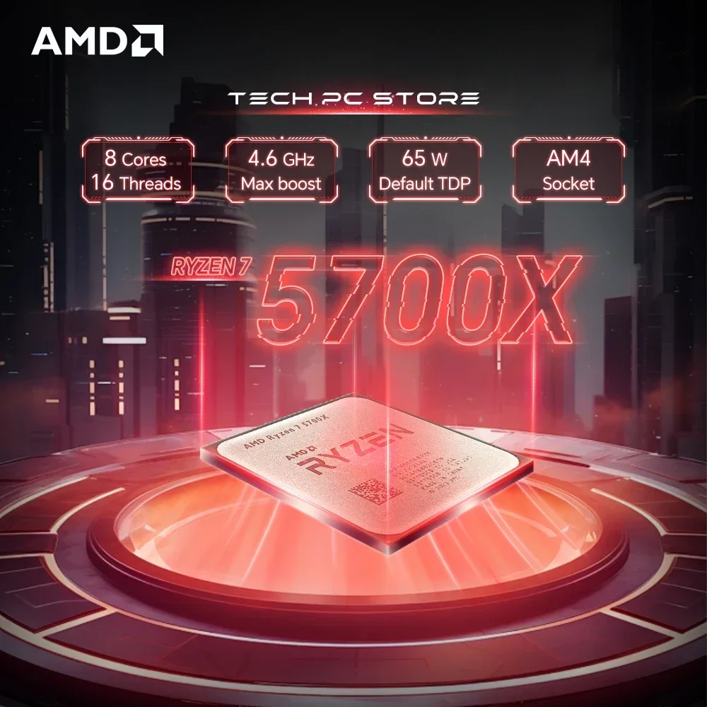 AMD 라이젠 7 5700X 8코어 16스레드 CPU 프로세서 3.4GHz 최대 4.6GHz L3 32MB 65W 7nm AM4 소켓 DDR4 트레이 팬리스 게이밍