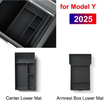 For Tesla Model Y Juniper 2025 Center Console Armrest Storage Box Stowing Tidying Lower Bottom Mat Organizer Tray Pad MY LAUNCH 1