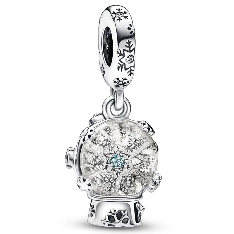 

Authentic 925 Sterling Silver Moments Snowflake Snowglobe Dangle Bead Charm Fit Women Pandora Bracelet & Necklace Jewelry