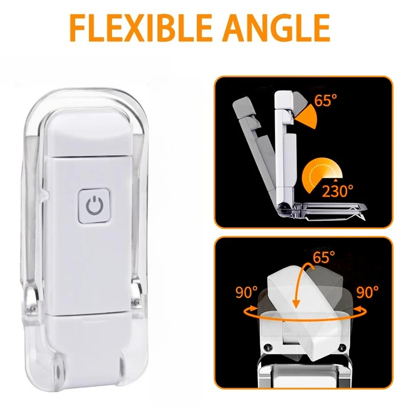 Mini Light Reading Clip Light LED Small Night USB Charging Adjustable Brightness Eye Protection Portable