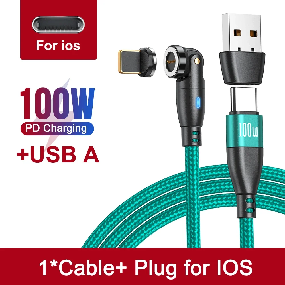 Enhanced Title: AUFU 100W Magnetic USB-C Fast Charging Cable with 540-Degree Rotation