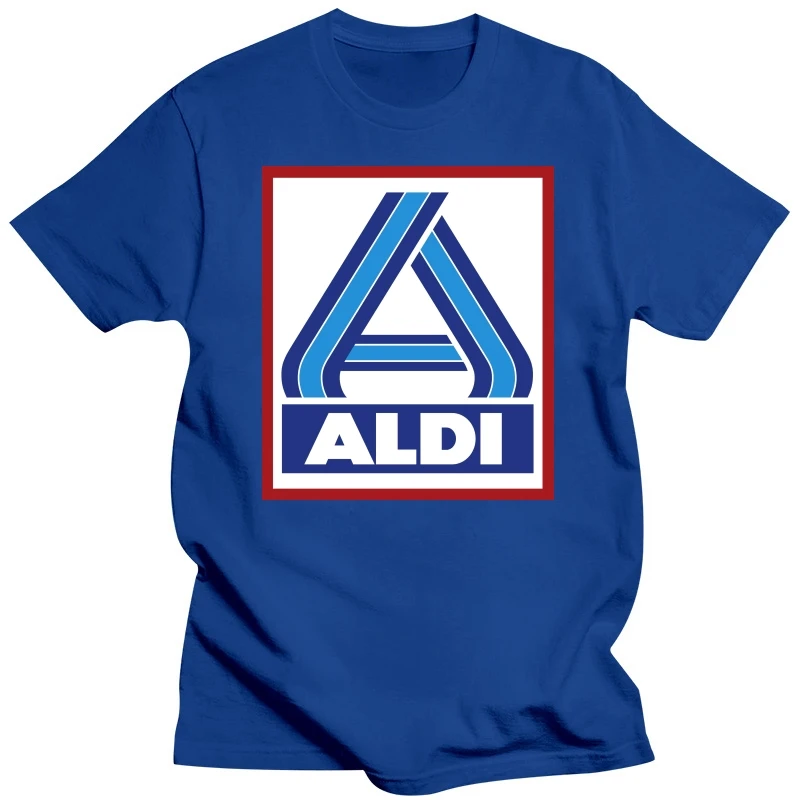 Aldi T Shirt Logo Store, Happy Neck, Produtos de estacionamento, Compra de alimentos