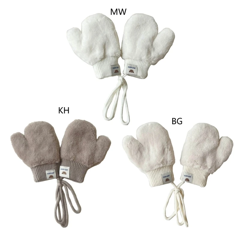 

127D Neck Hanging Toddler Mittens Soft Faux Rabbit Furs Gloves Winter Gloves Comfortable Gloves for Extras Warmth & Comfort