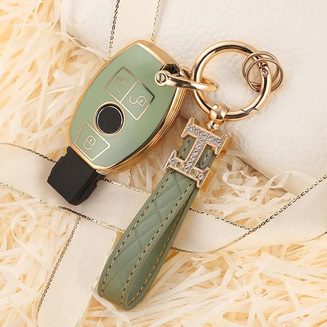 New Style Car Key Case Cover For Mercedes Benz w211 w204 A B R G Class GLK GLA GLC GLR W210 W176 W202 W463 Shell Accessories green and keychain